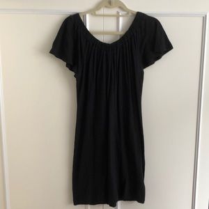 Banana Republic black cotton flutter sleeve dress